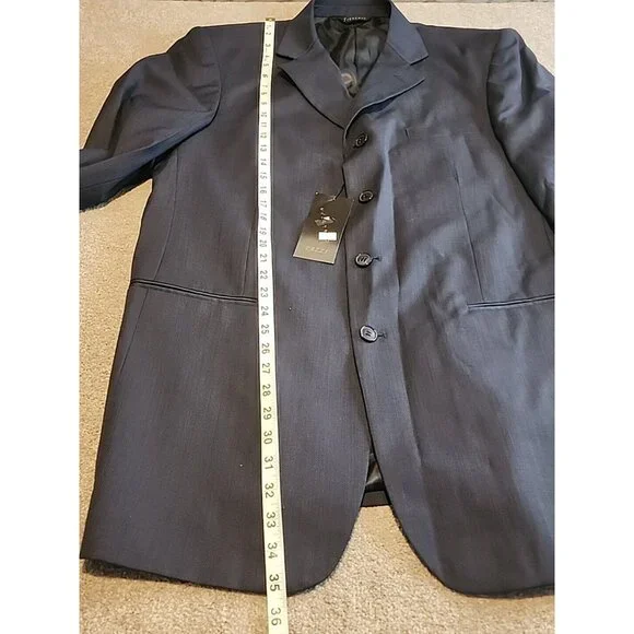 NWT Riccardo Fazzi Sport 4Button Solid Navy Suit Jacket Blazer Wool 42L